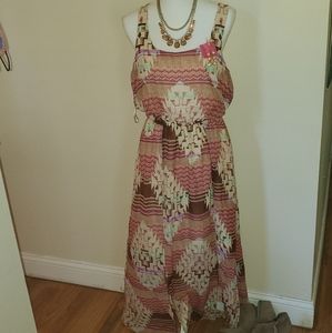 Aztec print double slit dress XL